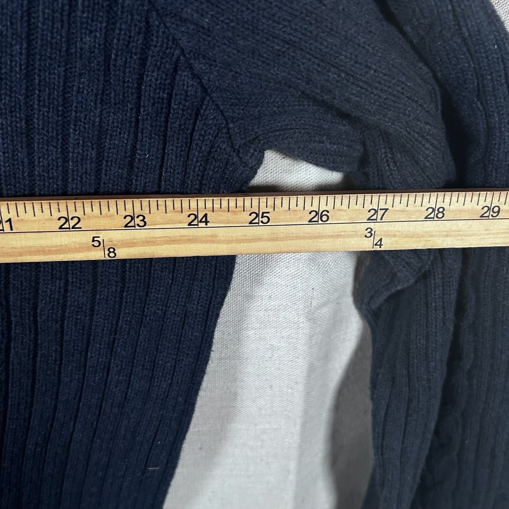 Eddie‎ Bauer Mens XXL Tall Navy Blue Cable Knit 100% Cotton Crewneck Sweater - Picture 4 of 5
